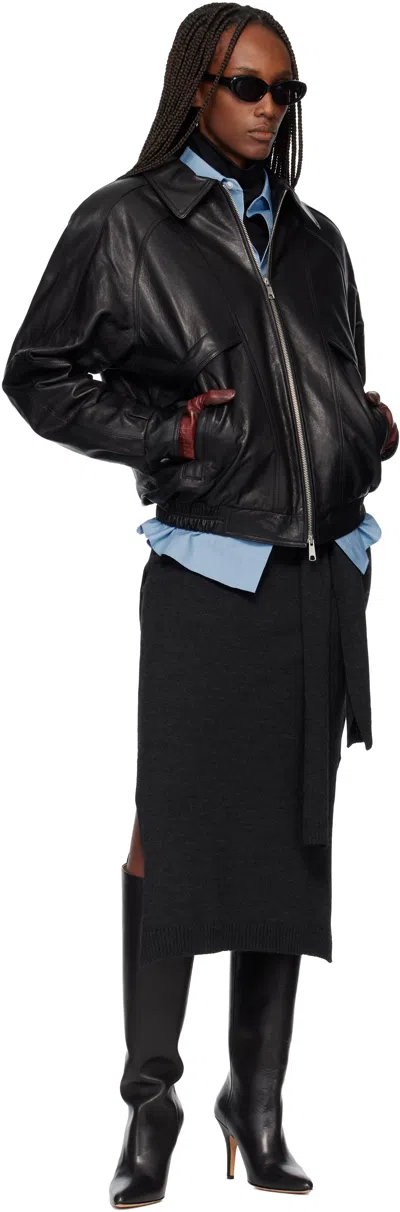 Tonywack Black Vegetable Tanned Lamb Leather Zip Jacket In Black