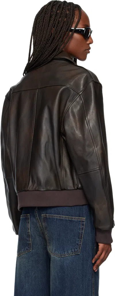 Tonywack Brown Goat Leather Aviator Jacket In Brown