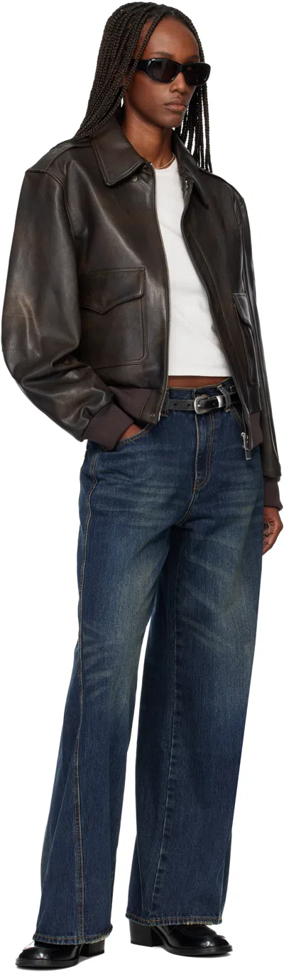 Tonywack Brown Goat Leather Aviator Jacket In Brown