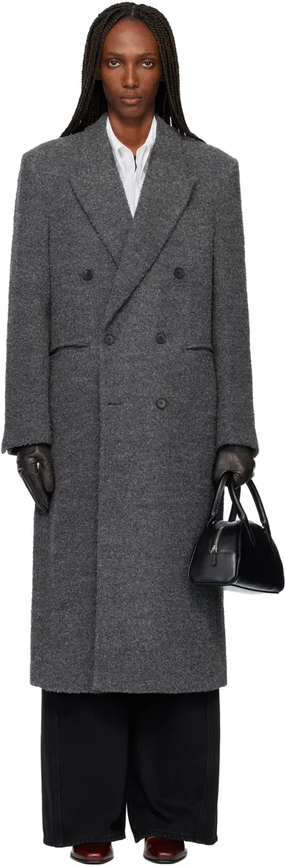 Tonywack Gray Textured Wool & Alpaca Fitted Double-breasted Coat In Gray