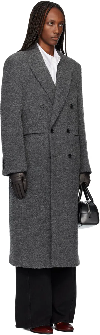 Tonywack Gray Textured Wool & Alpaca Fitted Double-breasted Coat In Gray