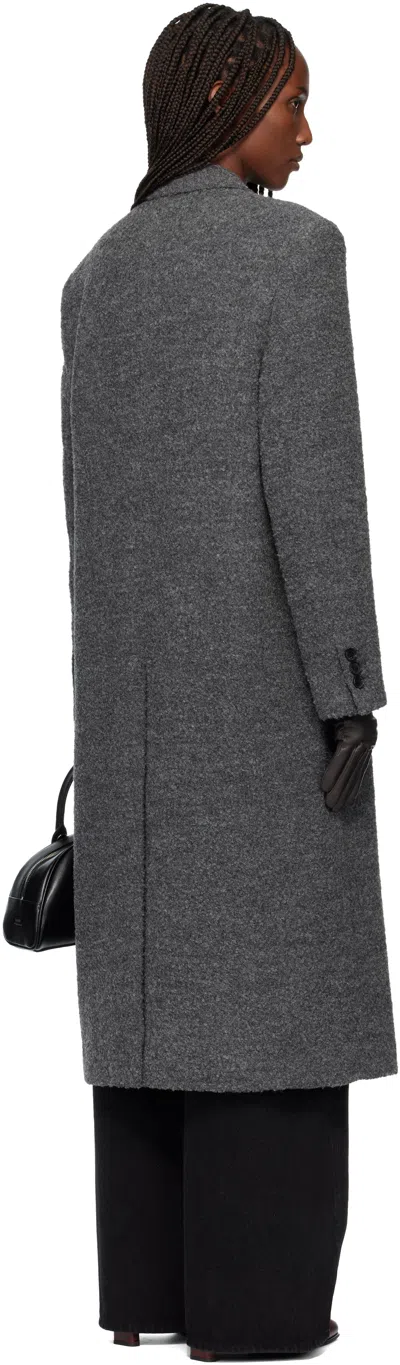 Tonywack Gray Textured Wool & Alpaca Fitted Double-breasted Coat In Gray