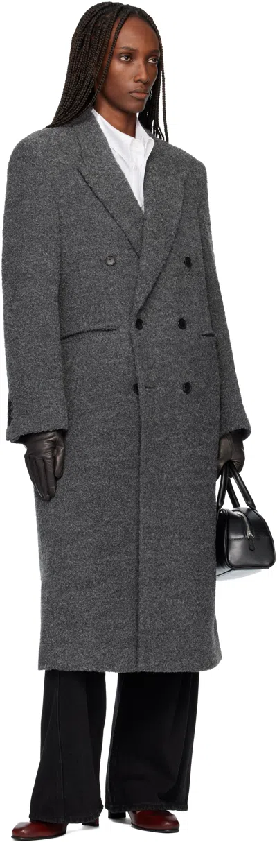 Tonywack Gray Textured Wool & Alpaca Fitted Double-breasted Coat In Gray
