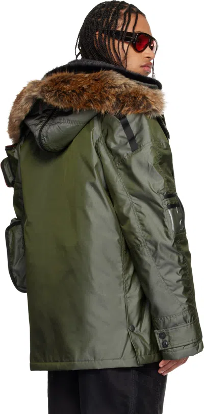 Martine Rose Gray Bumbag Coat In Green