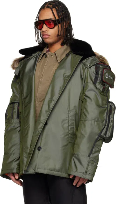 Martine Rose Gray Bumbag Coat In Green