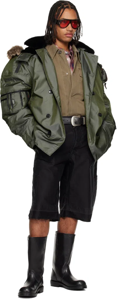 Martine Rose Gray Bumbag Coat In Green