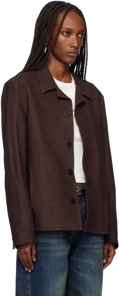 Tonywack Burgundy Lamb Leather Nubuck Jacket In Brown