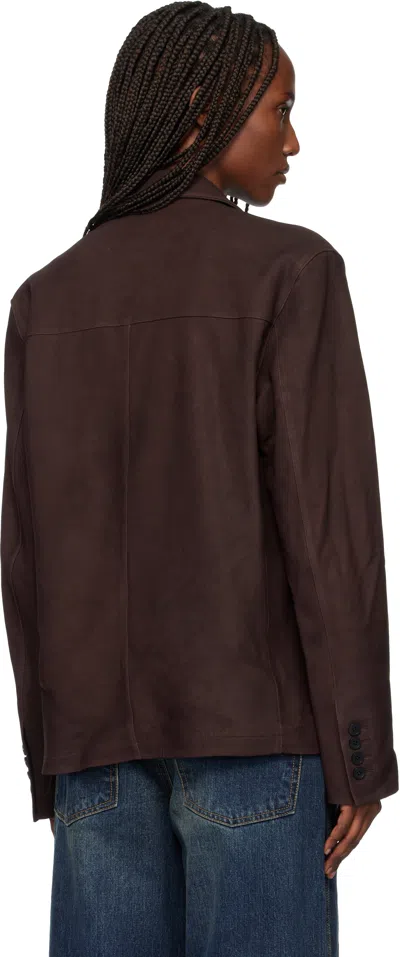 Tonywack Burgundy Lamb Leather Nubuck Jacket In Brown