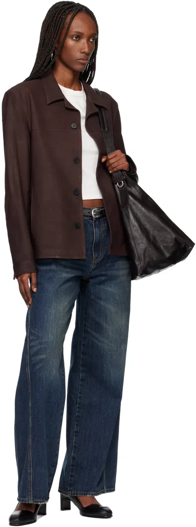 Tonywack Burgundy Lamb Leather Nubuck Jacket In Brown