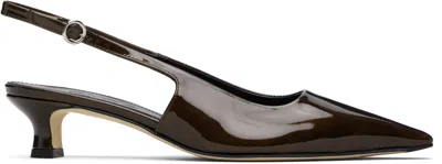 Aeyde Brown Catrina Patent Leather Heels In Black
