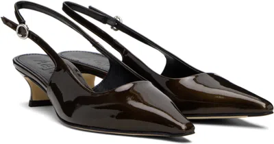 Aeyde Brown Catrina Patent Leather Heels In Black