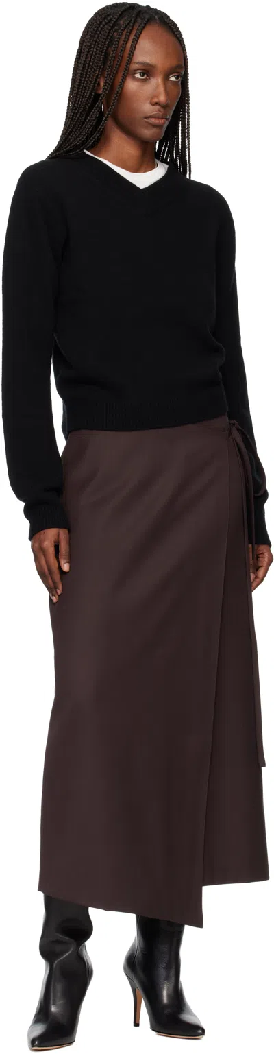 Tonywack Brown Wool Wrap Midi Skirt In Brown