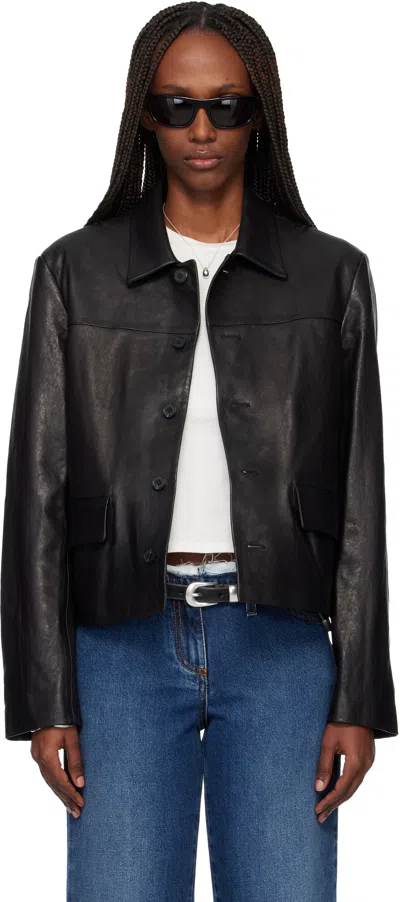Tonywack Black Vegetable Tanned Lamb Leather Jacket In Black