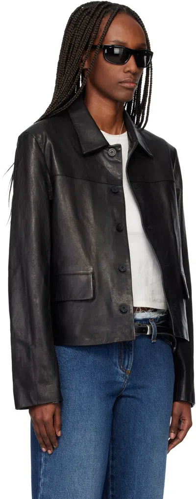 Tonywack Black Vegetable Tanned Lamb Leather Jacket In Black