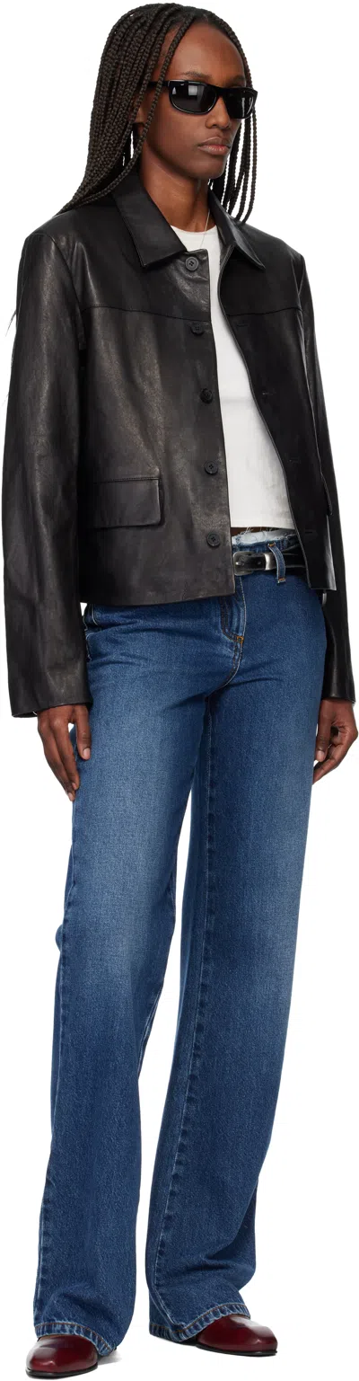 Tonywack Black Vegetable Tanned Lamb Leather Jacket In Black