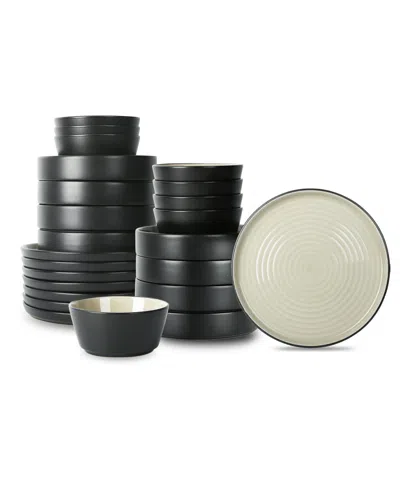Stone Lain Elica Stoneware 24-piece Dinnerware Set In Black