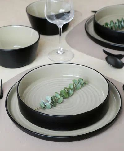 Stone Lain Elica Stoneware 24-piece Dinnerware Set In Black