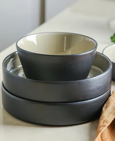 Stone Lain Elica Stoneware 24-piece Dinnerware Set In Black