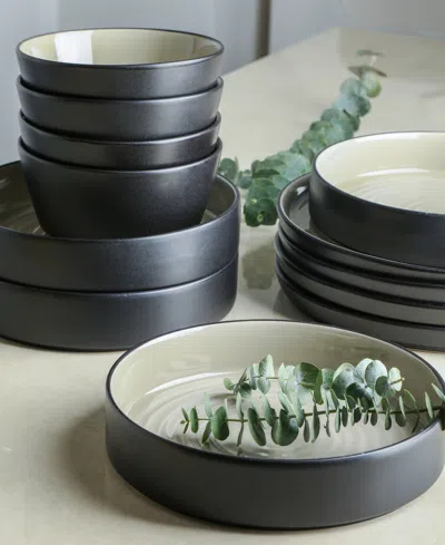 Stone Lain Elica Stoneware 24-piece Dinnerware Set In Black