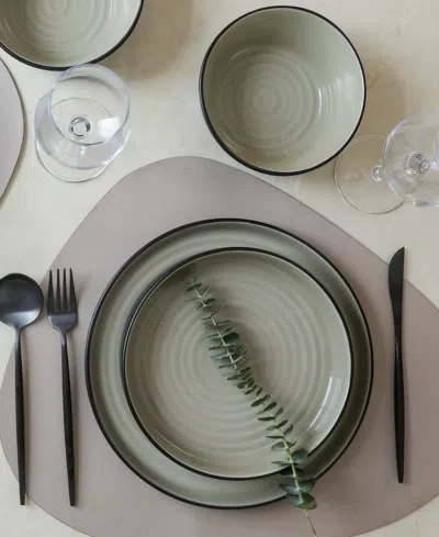 Stone Lain Elica Stoneware 24-piece Dinnerware Set In Black