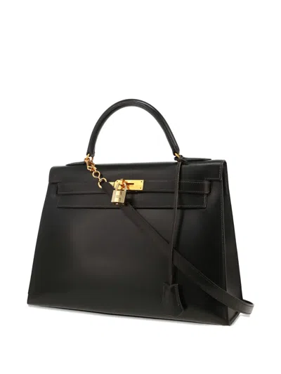 Pre-owned Hermes 1993 Kelly 32 Removable-handle Handbag In Black
