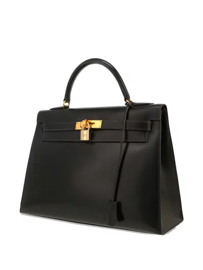 Pre-owned Hermes 1993 Kelly 32 Removable-handle Handbag In Black