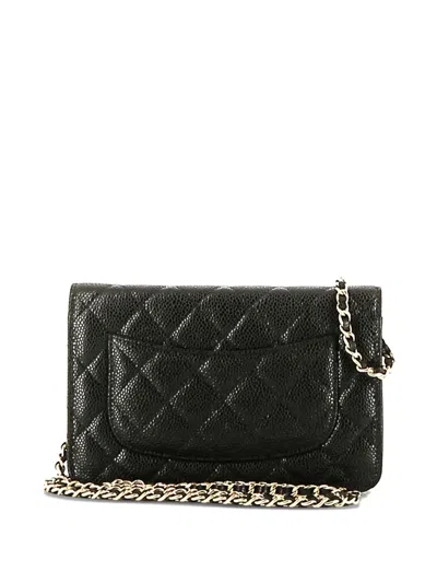Pre-owned Chanel Quilted Chain Cross-body Bag In Black