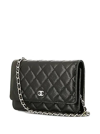 Pre-owned Chanel Quilted Chain Cross-body Bag In Black