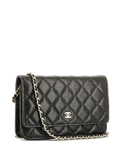 Pre-owned Chanel Quilted Chain Cross-body Bag In Black