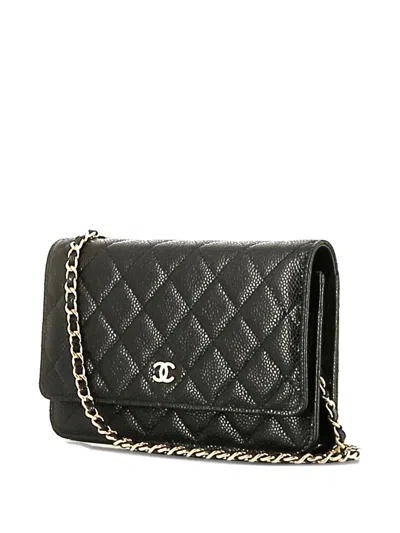 Pre-owned Chanel Quilted Chain Cross-body Bag In Black