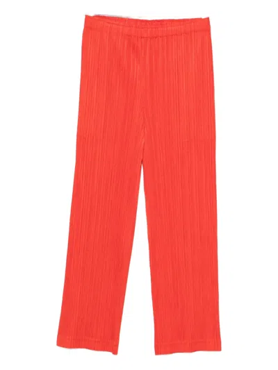 Issey Miyake Pleated Straight Trousers In Red