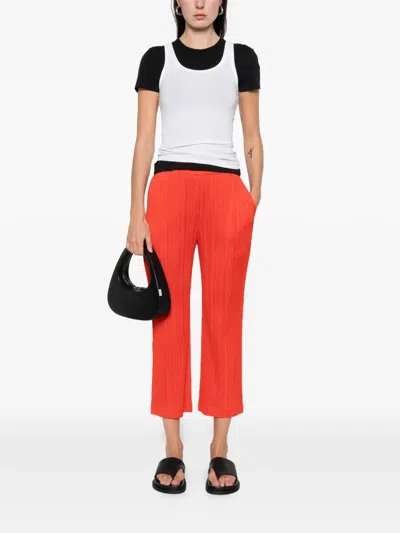 Issey Miyake Pleated Straight Trousers In Red