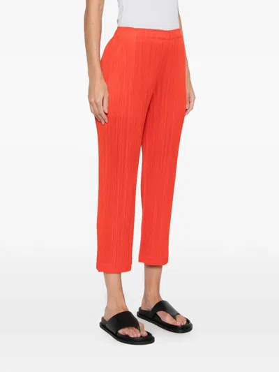 Issey Miyake Pleated Straight Trousers In Red