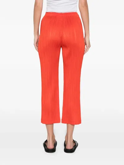 Issey Miyake Pleated Straight Trousers In Red