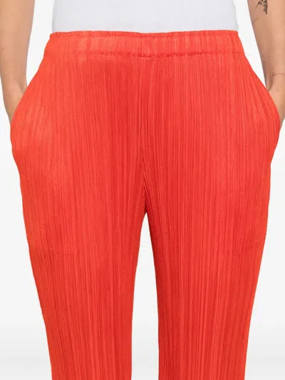 Issey Miyake Pleated Straight Trousers In Red