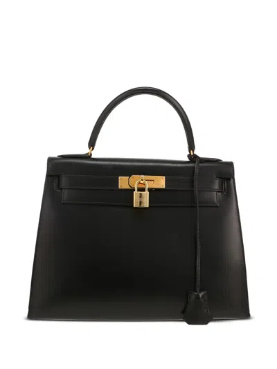 Pre-owned Hermes 1988 Kelly 28 Removable-strap Tote Bag In Black