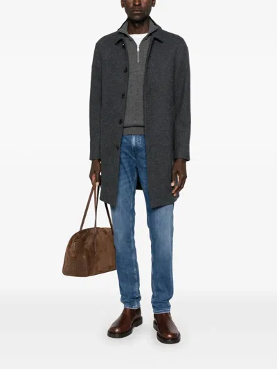 Hugo Boss Zip Jeans In Blue