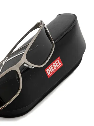 Diesel Rectangle-frame Sunglasses In Silver