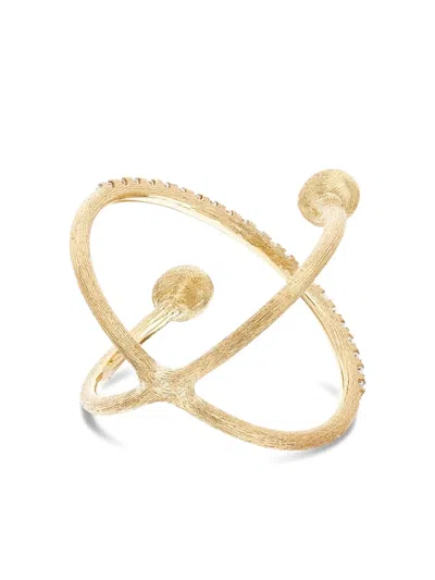 Nanis 18k Yellow Gold Small Élite Diamond Criss-cross Ring In Gold