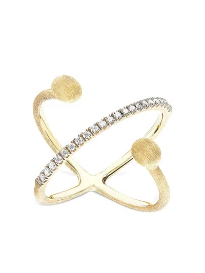 Nanis 18k Yellow Gold Small Élite Diamond Criss-cross Ring In Gold