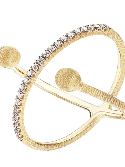 Nanis 18k Yellow Gold Small Élite Diamond Criss-cross Ring In Gold