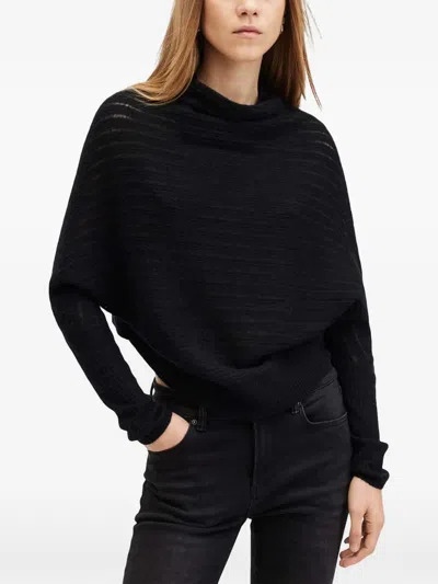 Allsaints Ridley Funnel Neck Sweater In Black
