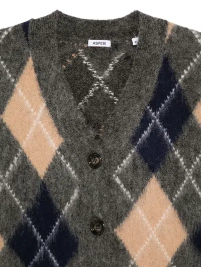 Aspesi Argyle-pattern Pocket Cardigan In Multi
