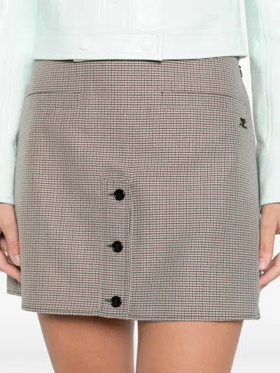 Courrèges Button Paid Skirt In Neutral