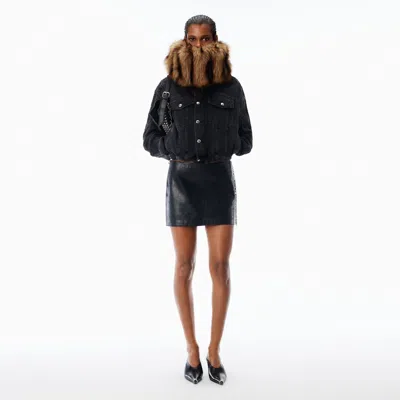 Alexander Wang Low-rise Miniskirt Leather In Black