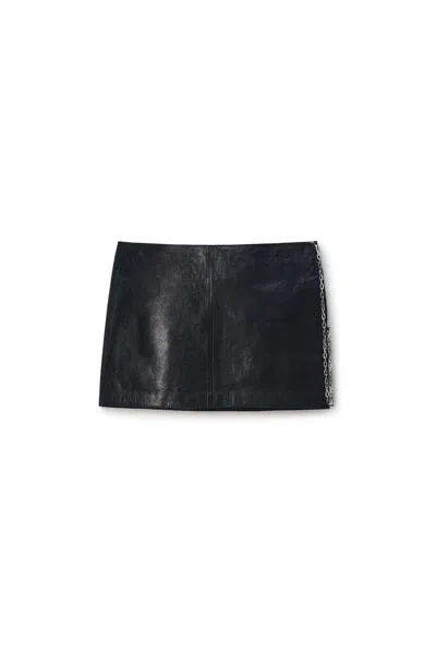 Alexander Wang Low-rise Miniskirt Leather In Black