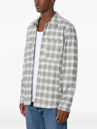 A.p.c. Check-pattern Pocket Shirt In Gray