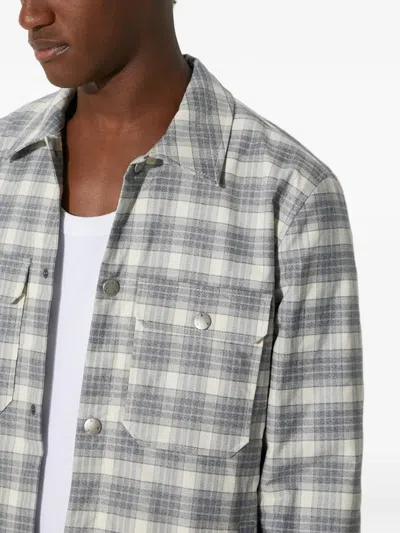 A.p.c. Check-pattern Pocket Shirt In Gray