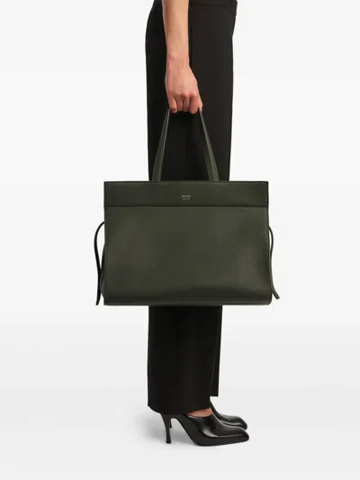 Khaite Pebbled Leather Zip Handbag In Orange