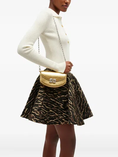 Ganni Logo-plaque Chain Cross Body Bag In Brown